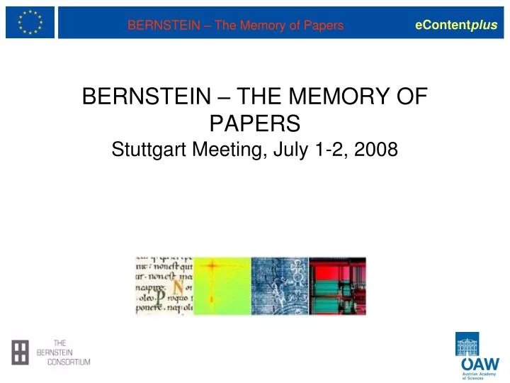 bernstein the memory of papers stuttgart meeting july 1 2 2008