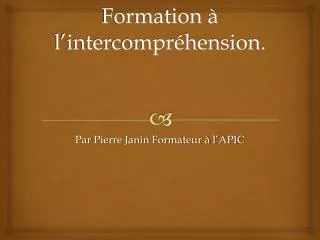 formation l intercompr hension