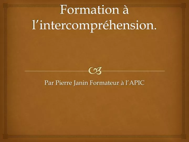 formation l intercompr hension