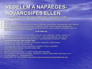v delem a nap g s rovarcs p s ellen