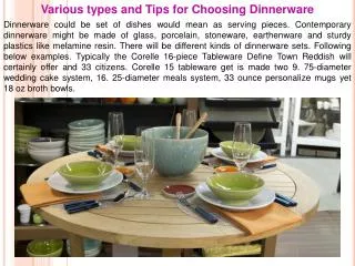 Various types and Tips for Choosing Dinnerware