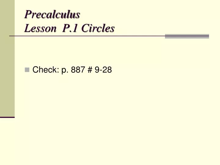 precalculus lesson p 1 circles