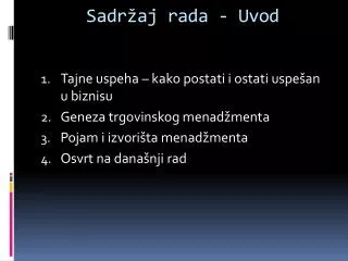 sadr aj rada uvod