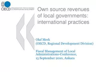 Own source revenues of local governments: international practices
