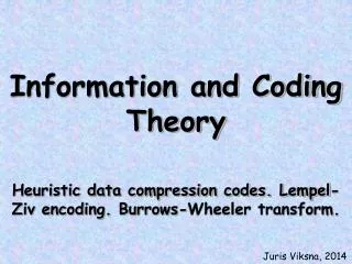 Information and Coding Theory