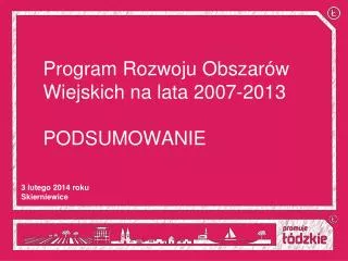 program rozwoju obszar w wiejskich na lata 2007 2013 podsumowanie