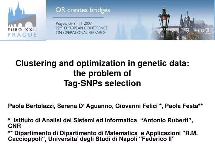 clustering and optimization in genetic data the problem of tag snps selection