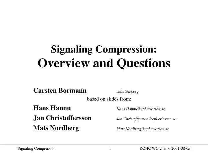 signaling compression overview and questions