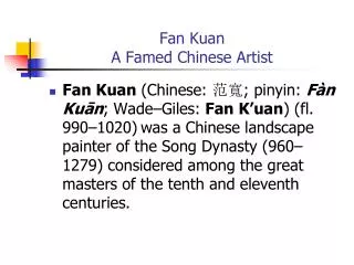 Fan Kuan A Famed Chinese Artist