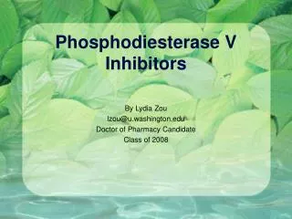 Phosphodiesterase V Inhibitors