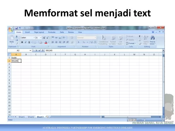 memformat sel menjadi text