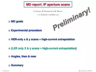MD report: IP aperture scans