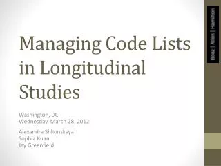 Managing Code Lists in Longitudinal Studies