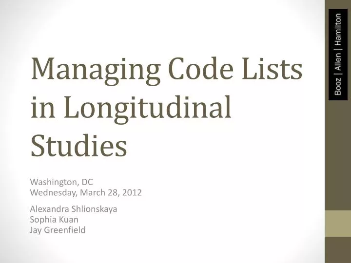managing code lists in longitudinal studies