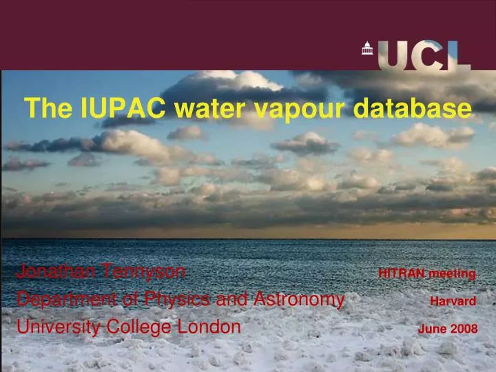 the iupac water vapour database