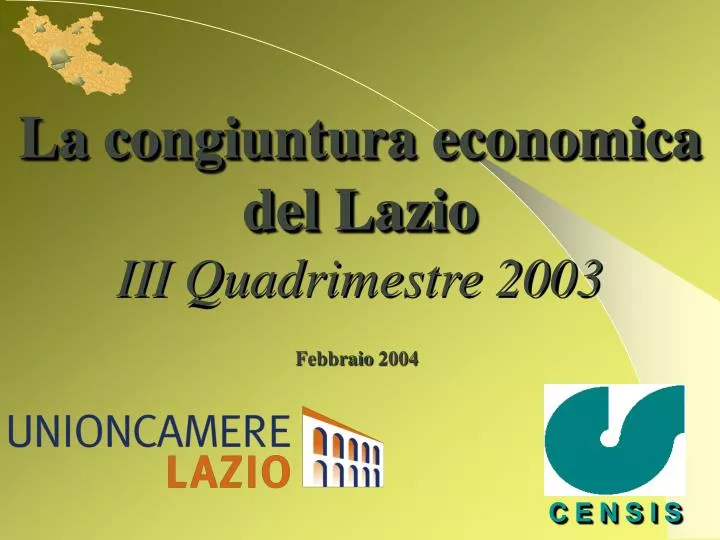 la congiuntura economica del lazio iii quadrimestre 2003