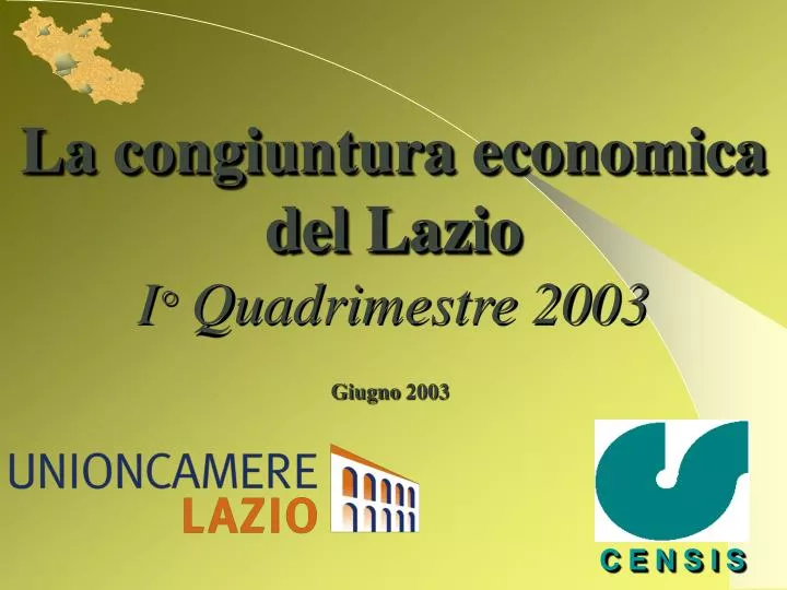 la congiuntura economica del lazio i quadrimestre 2003