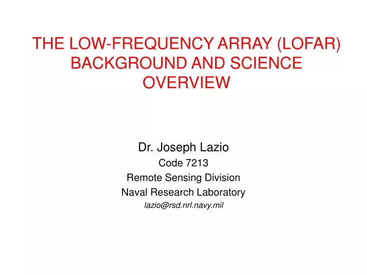 the low frequency array lofar background and science overview