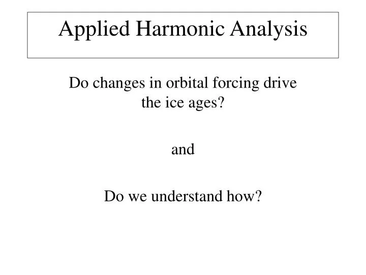 applied harmonic analysis