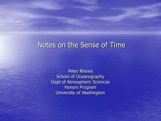 Notes on the Sense of Time