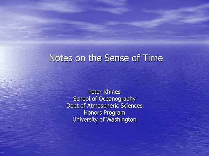 notes on the sense of time