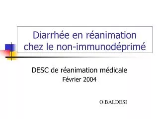 diarrh e en r animation chez le non immunod prim