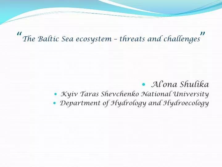 the baltic sea ecosystem threats and challenges