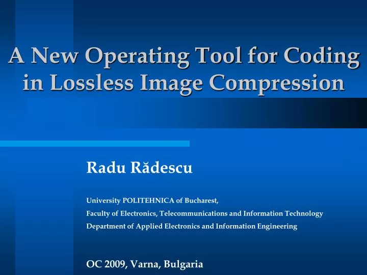 a new operating tool for coding in lossless image compression
