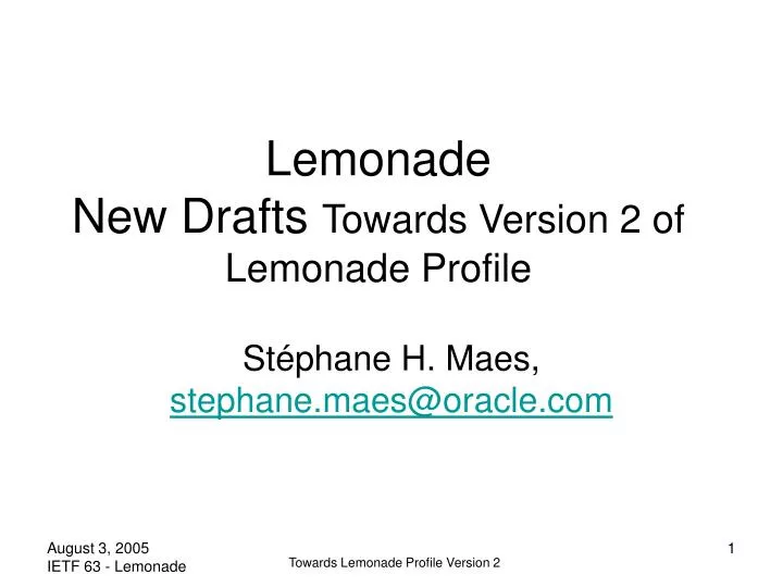 lemonade new drafts towards version 2 of lemonade profile