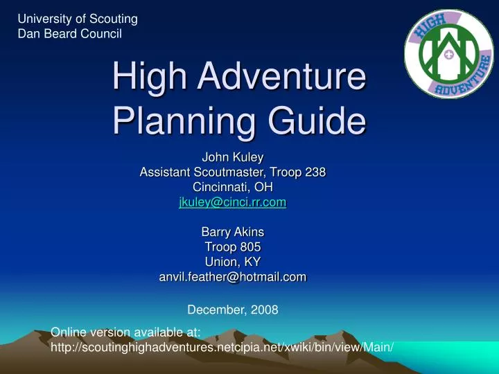 PPT - High Adventure Planning Guide PowerPoint Presentation