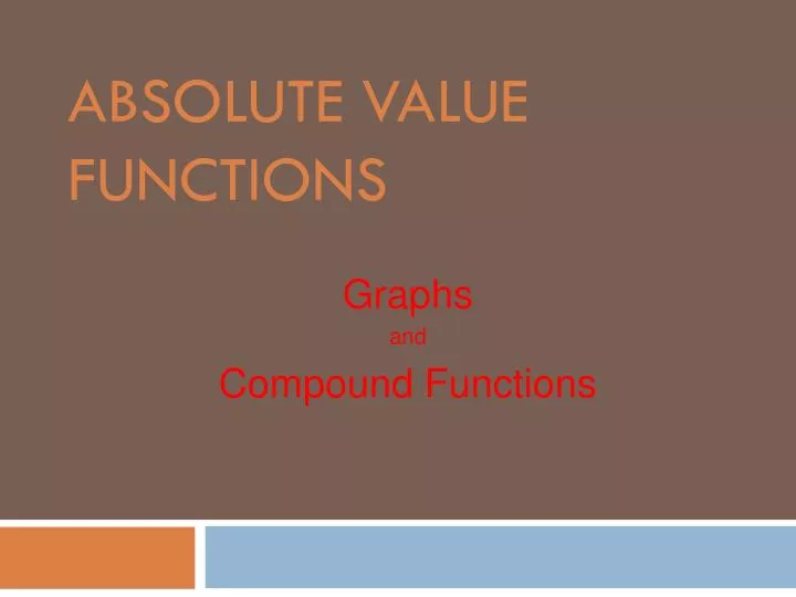 absolute value functions