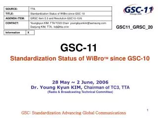 GSC-11 Standardization Status of WiBro TM since GSC-10