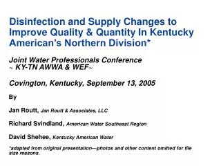 Joint Water Professionals Conference ~ KY-TN AWWA &amp; WEF~