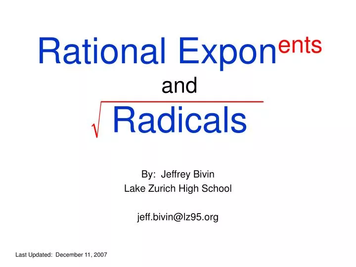 rational expon ents and radicals