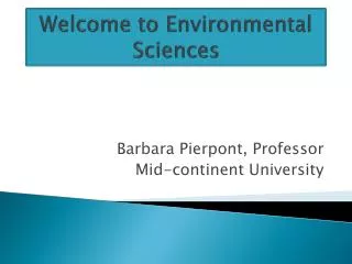 Welcome to Environmental Sciences