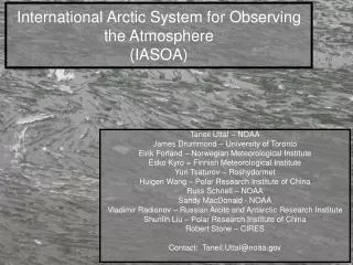 International Arctic System for Observing the Atmosphere (IASOA)