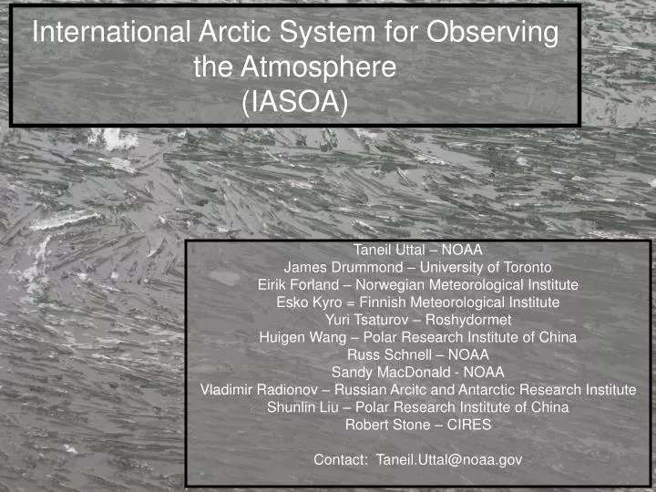 international arctic system for observing the atmosphere iasoa