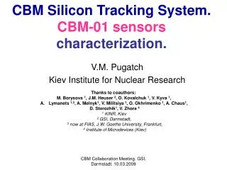 CBM Silicon Tracking System. CBM-01 sensors characterization .