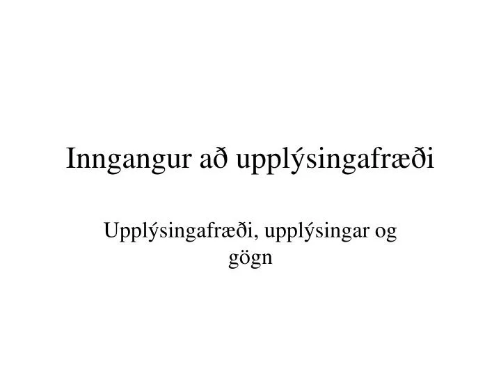 inngangur a uppl singafr i