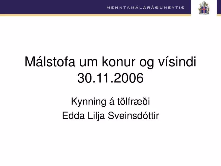m lstofa um konur og v sindi 30 11 2006