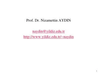 Prof. Dr. Nizamettin AYDIN naydin@ yildiz .tr www . yildiz .tr/~naydin