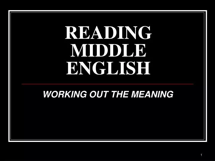 reading middle english