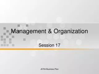Management &amp; Organization