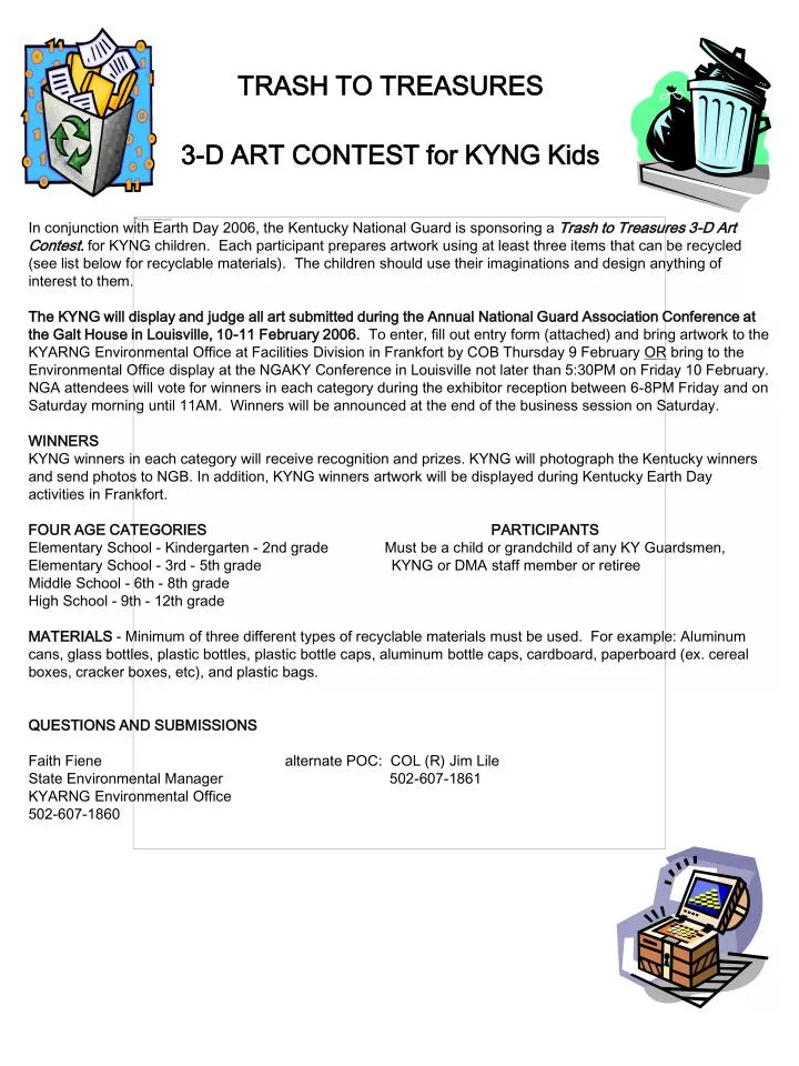 trash to treasures 3 d art contest for kyng kids