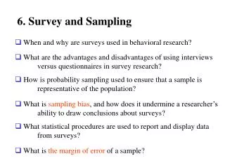 6. Survey and Sampling