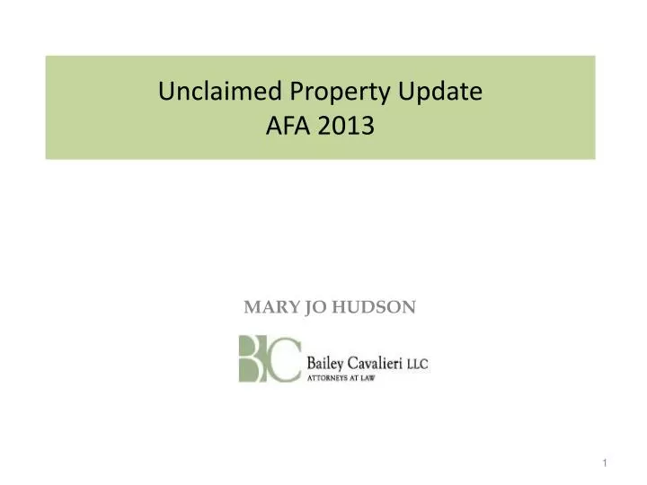 unclaimed property update afa 2013