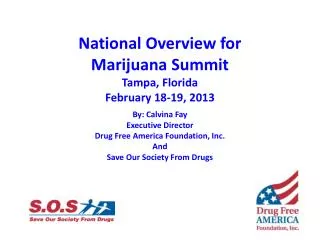 National Overview for Marijuana Summit Tampa, Florida February 18-19, 2013