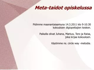 meta taidot opiskelussa