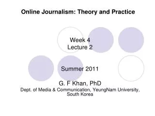 Online Journalism: Theory and Practice