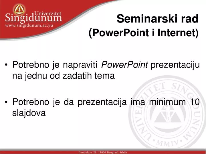 seminarski rad powerpoint i internet